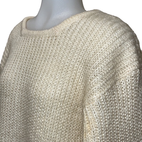 Vintage 80s GANTOS Wool Blend Cream Knit Sweater~Oversized Medium - Picture 1 of 9